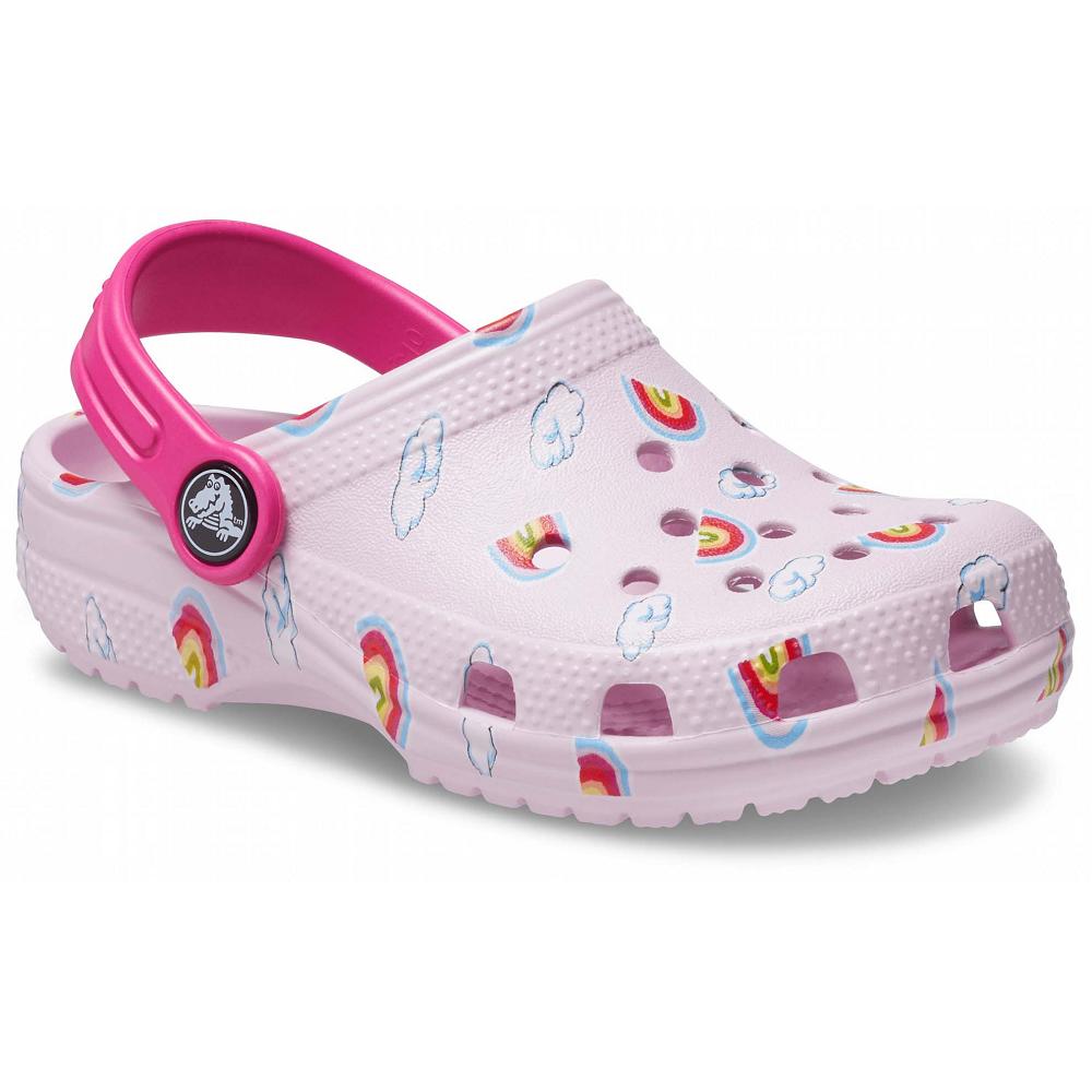 Pink Girls' Crocs Classic Toddler Printed Clogs | NZ 1543OKIR